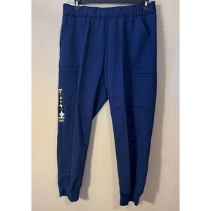 Scrubstar Jogger Scrub Pants Women L Petite Ultimate Drawstring Indigo Blue NEW